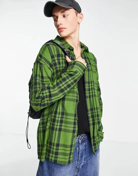 COLLUSION oversized check shirt in green