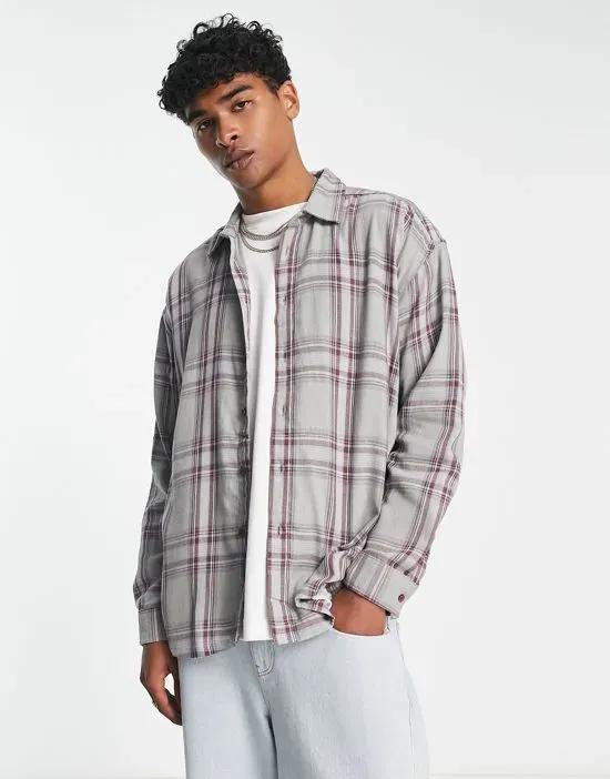 COLLUSION oversized check shirt in light gray