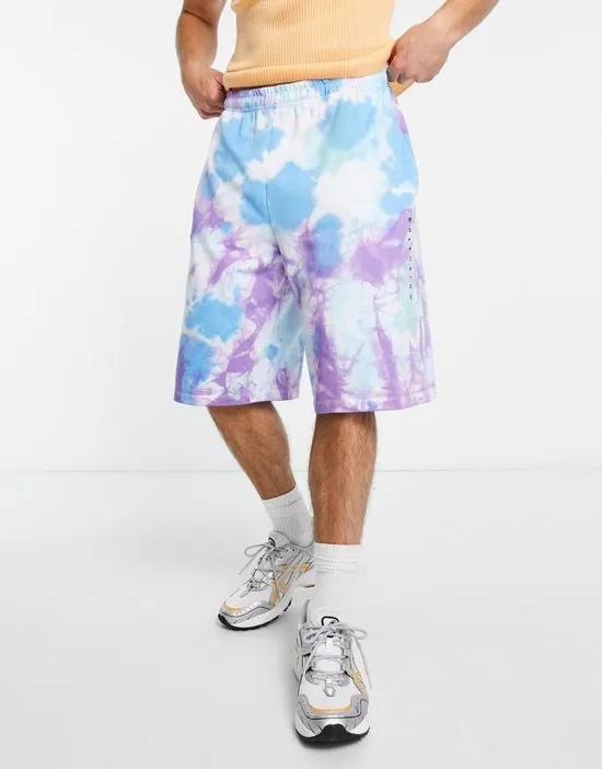 COLLUSION oversized shorts with logo print in tie dye - part of a set