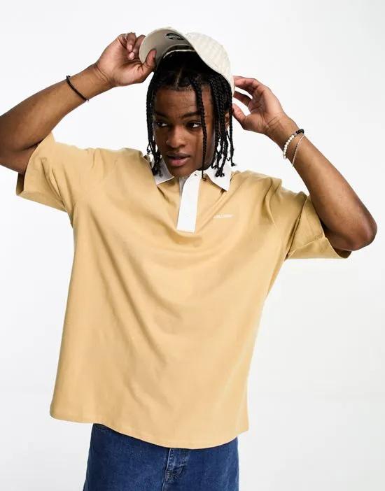 COLLUSION polo t-shirt in beige