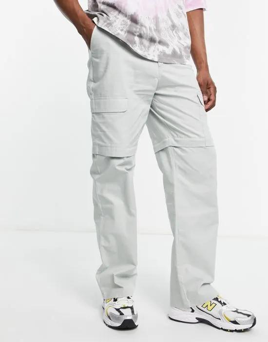COLLUSION rip stop cargo pants in light gray