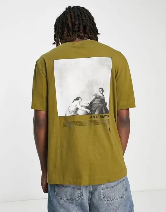 COLLUSION short sleeve t-shirt with front print graphic in khaki