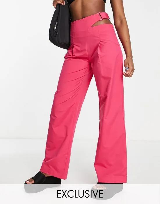 COLLUSION straight leg wrap pants in pink