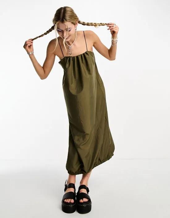 COLLUSION toggle strap maxi dress in khaki