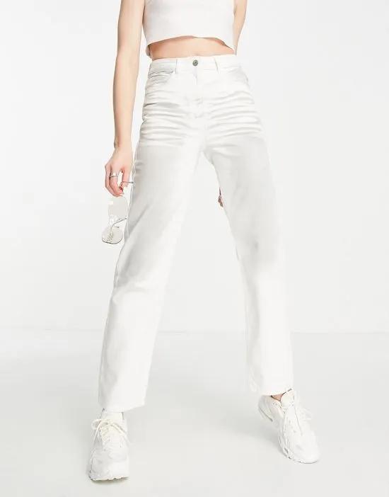 COLLUSION x005 mid rise straight leg jeans in Y2K wash in white