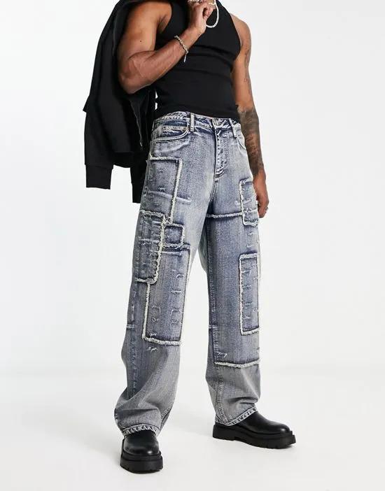 COLLUSION x014 baggy patchwork jeans in blue