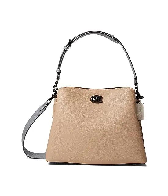Color-Block Leather Willow Shoulder Bag