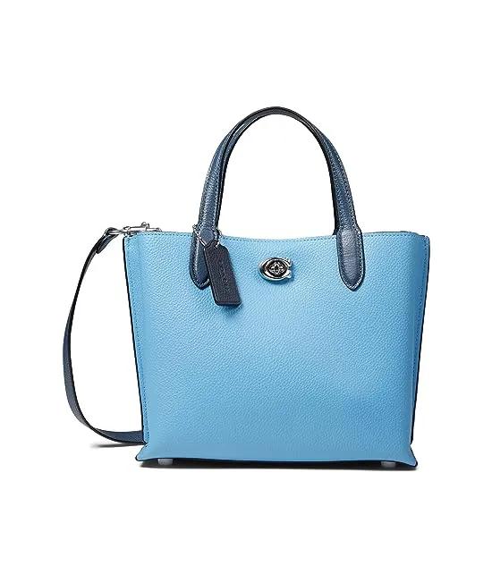 Color-Block Leather Willow Tote 24