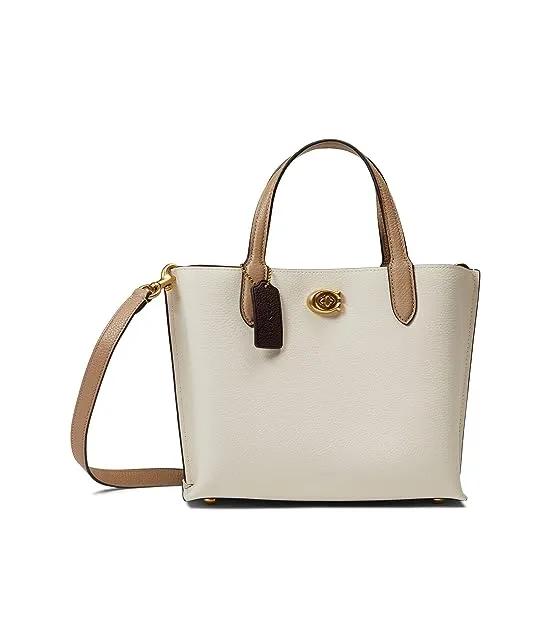 Color-Block Leather Willow Tote 24