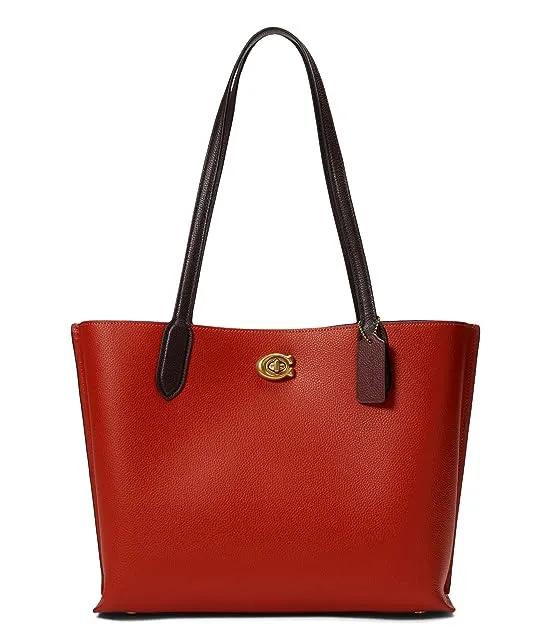 Color-Block Leather Willow Tote