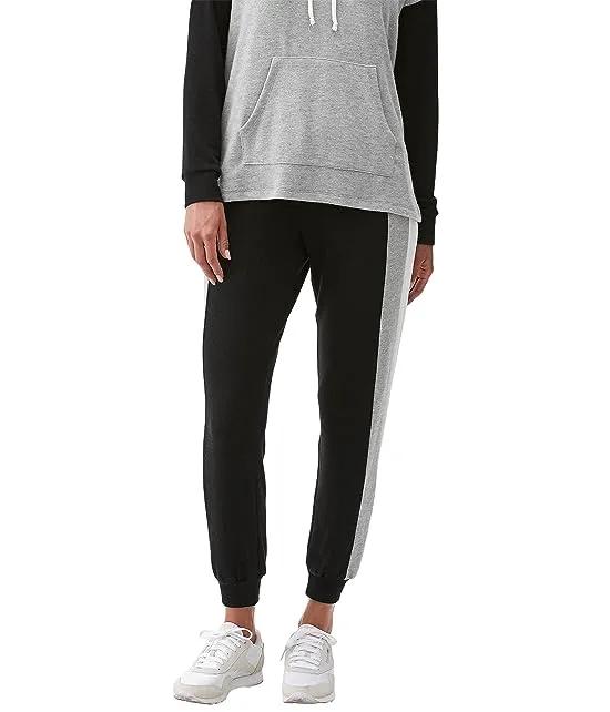 Color-Block Madison Brushed Jersey Petra Wide Double Stripe Joggers