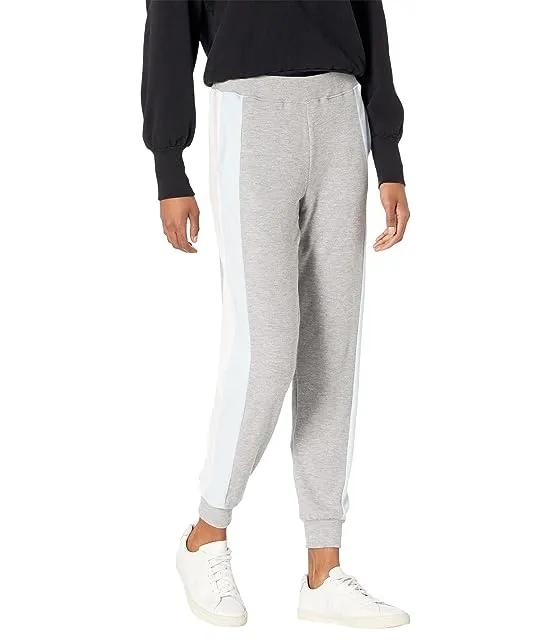 Color-Block Madison Brushed Jersey Petra Wide Double Stripe Joggers