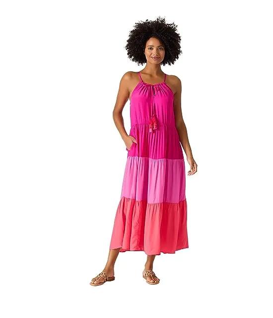 Color-Block Midi Tiered Dress