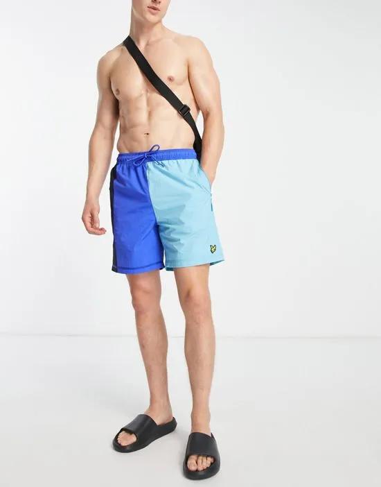 color block swim shorts in multi