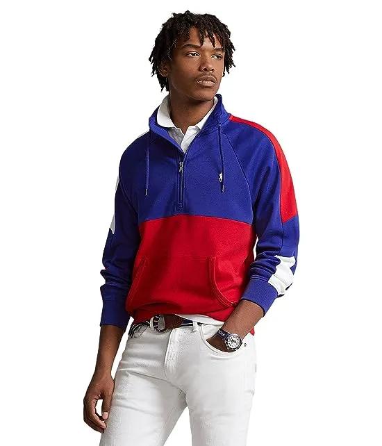 Color-Blocked 1/4 Zip Soft Cotton Pullover