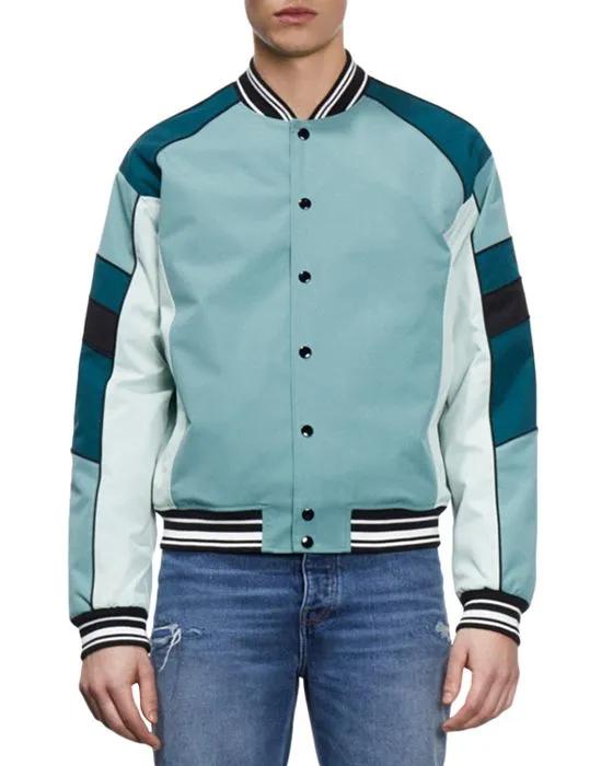 Color Blocked Varsity Style Snap Front Jacket