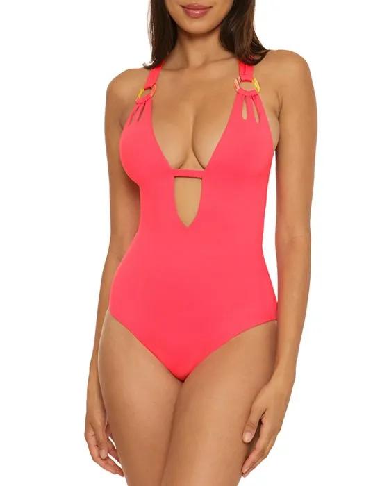 Color Code Skylar Plunge Ring One-Piece Swimsuit