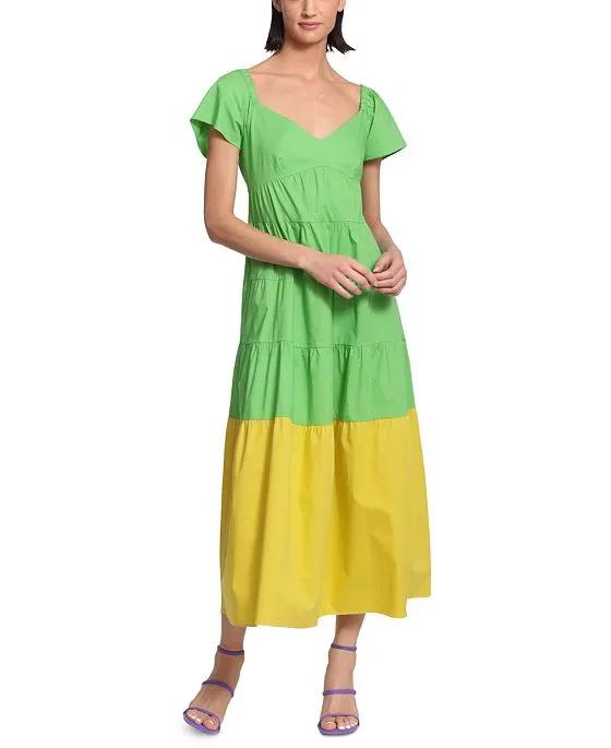 Colorblocked Tiered Maxi Dress