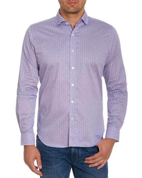 Colton Cotton Geo Circle Print Tailored Fit Button Down Shirt 