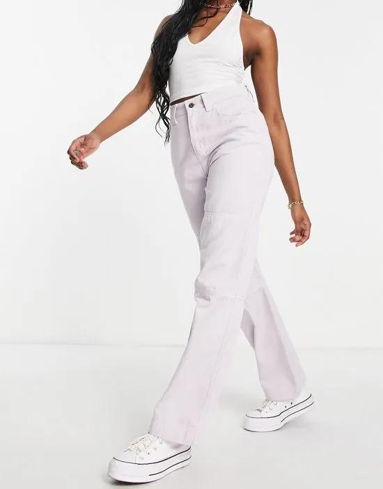 contrast stitch Y2K combat pants in lilac