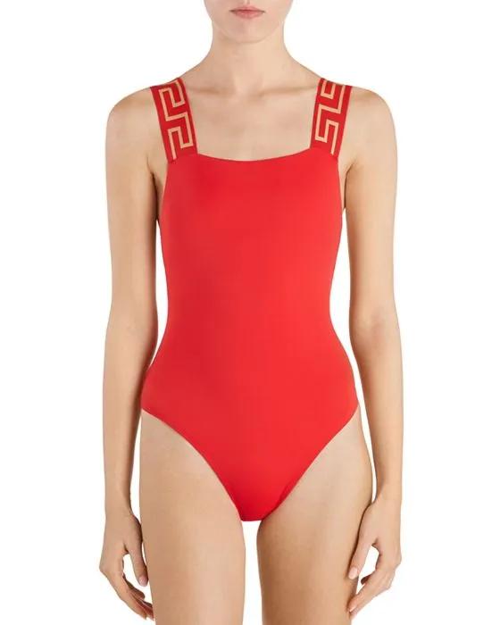 Contrast Straps One Piece Swimsuit