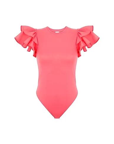 Coral Jersey Bodysuit TENCEL RUFFLED S/SLEEVE BODYSUIT