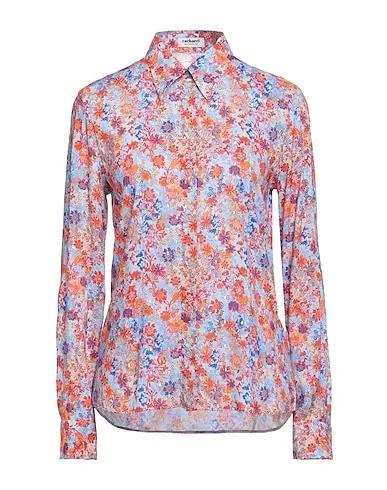 Coral Plain weave Floral shirts & blouses