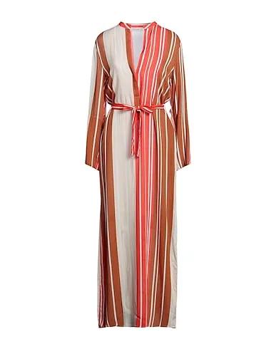 Coral Plain weave Midi dress
