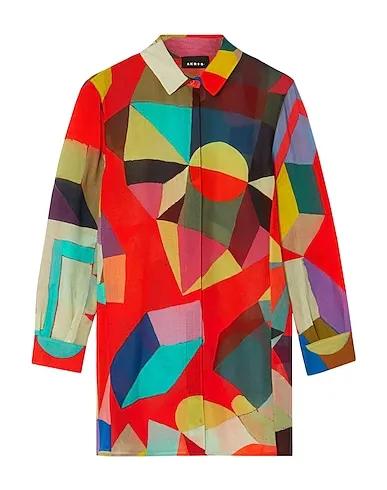 Coral Plain weave Patterned shirts & blouses