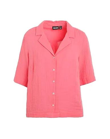 Coral Plain weave Solid color shirts & blouses