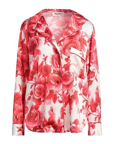 Coral Satin Floral shirts & blouses