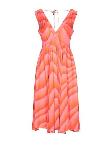 Coral Satin Midi dress