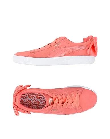 Coral Satin Sneakers SUEDE BOW 
