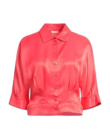 Coral Satin Solid color shirts & blouses