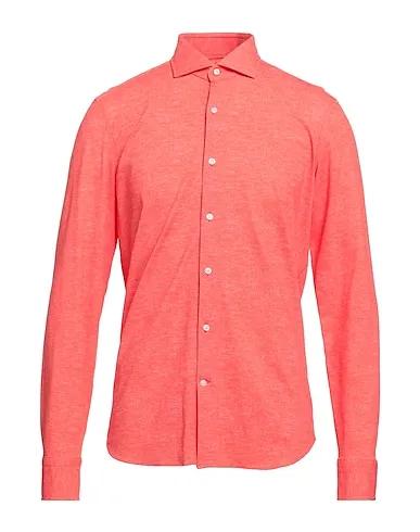 Coral Synthetic fabric Patterned shirt