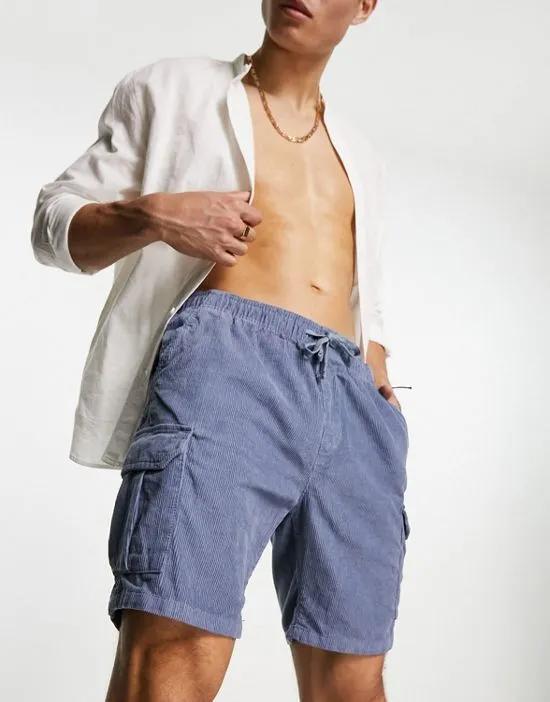 cord cargo shorts in pale blue