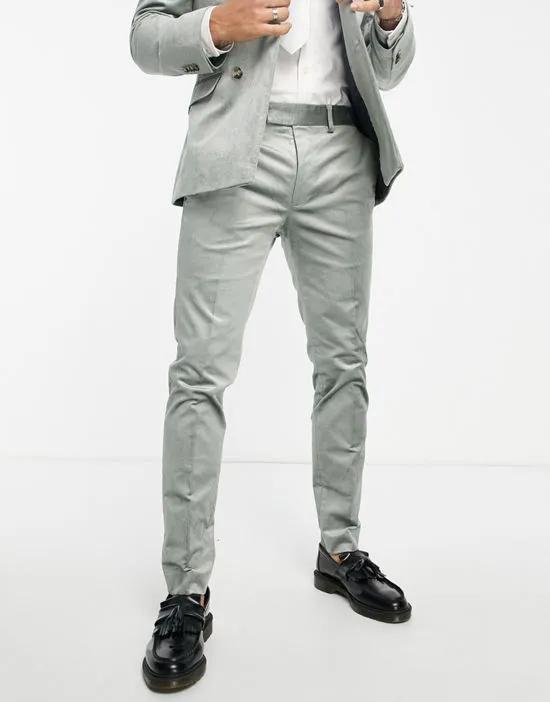 cord skinny suit pants in light green