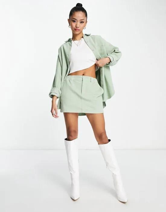 corduroy mini skirt in sage - part of a set