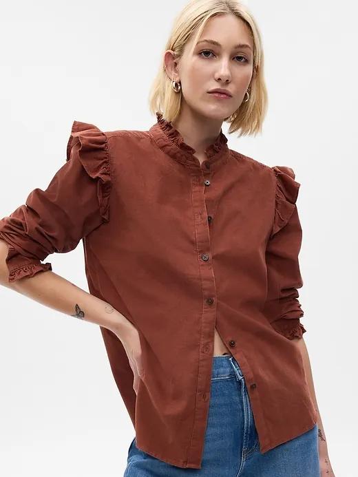 Corduroy Ruffle Shirt