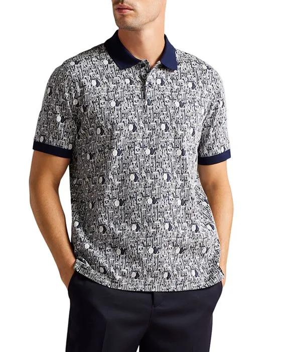 Coreo Knitted Jacquard Short Sleeve Polo Shirt