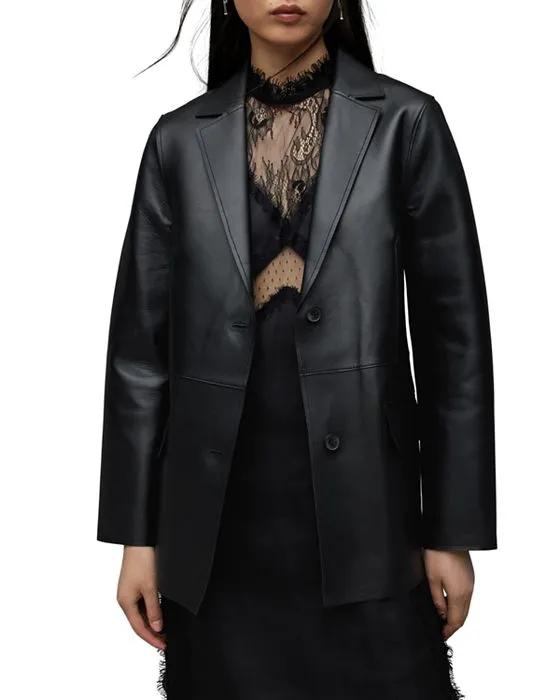 Corinna Bonded Leather Blazer