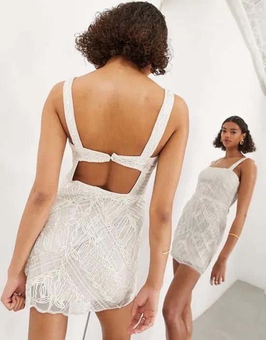 Cornelli embroidered mini dress in ivory