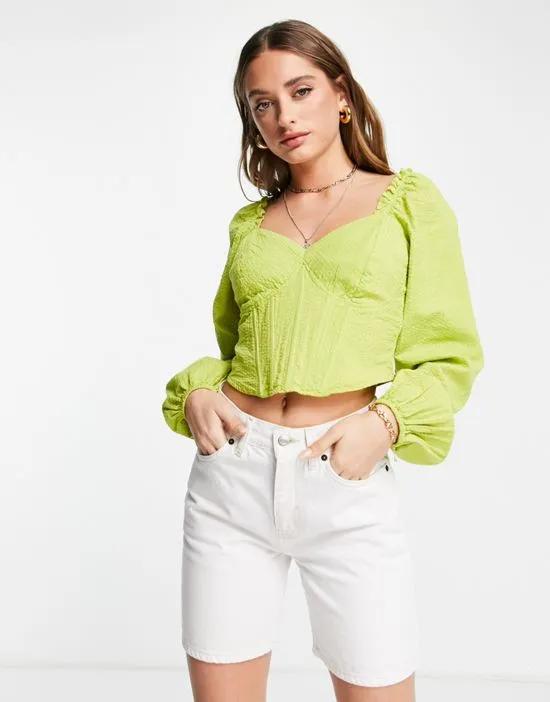 corset detail top in lime