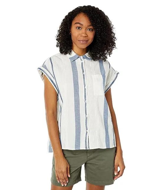 Cotton and Chambray Short Sleeve Button-Up Shirt
