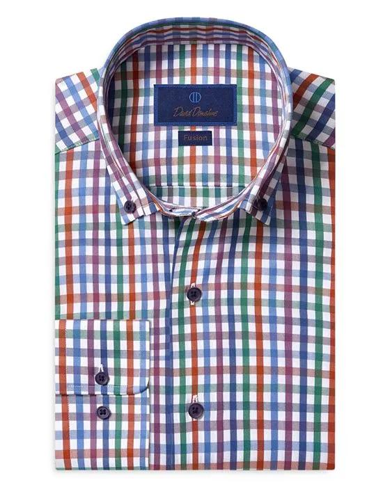 Cotton Basketweave Check Trim Fit Dress Shirt