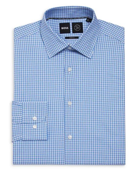 Cotton Blend Check Sharp Fit Dress Shirt 