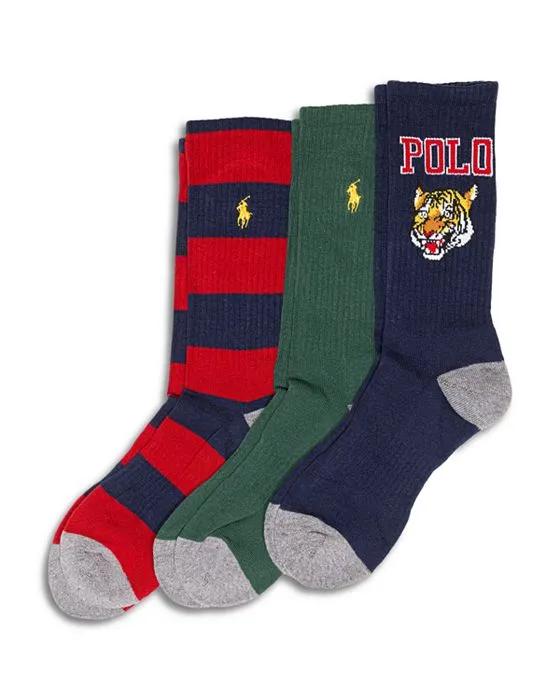 Cotton Blend Crew Socks, Pack of 3