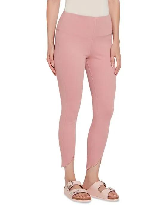 Cotton Blend High Rise Skinny Tulip Hem Jeans in Pink Clay