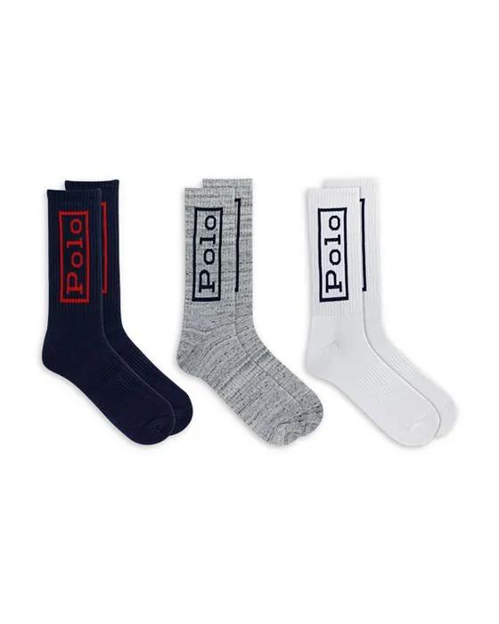 Cotton Blend Logo Crew Socks, Pack of 3