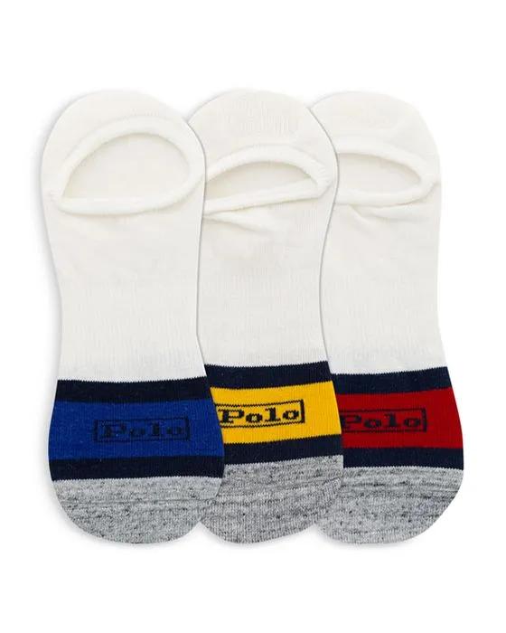 Cotton Blend Logo Stripe Liner Socks, Pack of 3